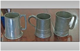 Two Victorian Tankards both with touch marks, plus one other.