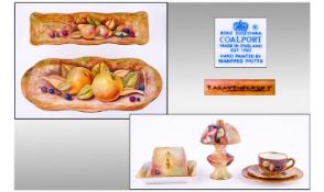 Coalport Fine Hand Painted And Signed Fruit Miniatures, 8 Piece In Total. Comprising trio cup,
