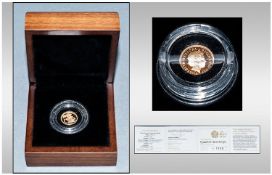 Royal Mint 2009 Quarter Sovereign Gold Proof Coin. Complete With Box And Certificate.