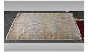 Persian Carpet, Paisley Green Design, tassel fringing, 40x61"