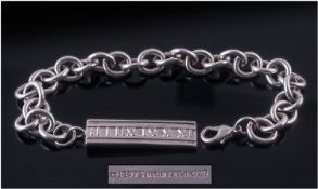 White Metal Chunky Bracelet. With fob in the designer style.