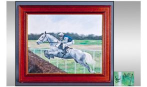 David Stribbling (1959) Oil On Canvas Titled "Desert Orchid" Signed to lower right corner. Size
