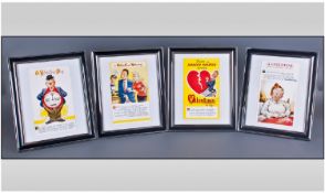 Comic Valentine Cards, Framed Set of 4 Bamforth 1950's Large Size Cards with Image of Original