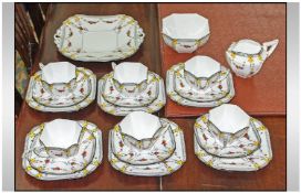 Shelley Queen Ann Style 21 Piece Tea Service. Number 723404. Comprising 6 cup, saucer and side plate