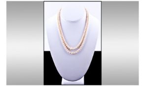 Vintage Good Quality Single Stand Cultured Pearl Necklace With 9ct Gold Clasp. Length 18 inches.