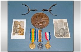 WW1 Military Interest. Comprising 1914-15 Star, Victory And British War Medal. Plus Death/Memorial