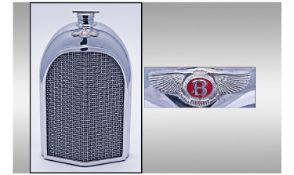 Bentley Radiator Style Chrome Spirit Flask, 'woven' mesh to the front, below the Bentley 'winged