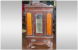 Edwardian Miniature Single Door Wardrobe With Mirrored Front and Drawer Below.  (Probably an