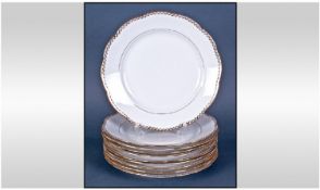 Collection of Ten Limoges Cabinet Plates. White ground with a gilt trim to edge, 9.25 inches in