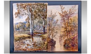 William Joseph Wadham (Australian) (1863-1950). An original wooded river scape watercolour on