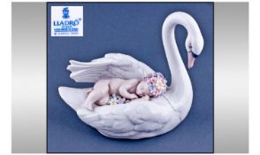 Lladro Figure "Drifting Through Dreamland" Newborn and Swan. Model number 5758. With original box.