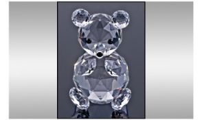 Swarovski Crystal Teddy Bear Figure. Black eyes and nose. Height 2.75 inches.