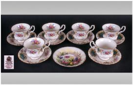 Royal Albert "Berkeley" Part Tea Service. Comprising 6 cups and saucers. Together with Paragon "