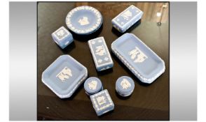 Collection Of Wedgwood Jasper Ware, 12 Pieces In Total. Comprising pin dishes, lidded trinket boxes,