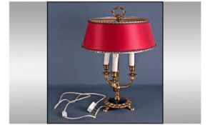 French Style Ormalu Three Branch Candle Stick Lamp, on claw feet support with a central turned