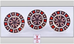 Royal Crown Derby Imari Patterned Small Cabinet Plates, 3 in total. Pattern 1128. Date 1973. Each