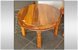 Indonesian small coffee table. Table diameter 27 inches.