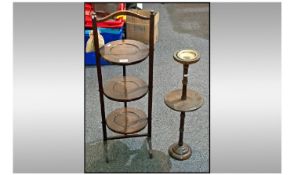 Mahogany Three Tier Folding Cake Stand. Together with a floor standing turned ashtray.