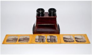 Mahogany Framed Stereoscope, together with three slides.