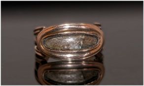 19th Century Gold Mourning Ring, With Glazed Hair To The Top, Engraved Initials To Inside.
