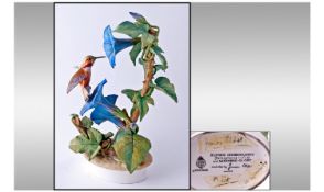Royal Worcester Limited Edition And Numbered Bird Figure. 'Rufous Hummingbird and Morning Glory'.