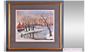 Helen Bradley (1900-1979) Limited Edition Signed Print Titled "Our Christmas Ducks" Pencil signed to