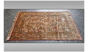 Persian Carpet, Depicting Warriors On Horseback. tassel fringing, 58x40"