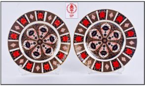 Royal Crown Derby Imari Pattern Cabinet Plates, 2 in total. Pattern 1128. Date 1988. Excellent and