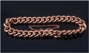 Victorian 15ct Gold Curb Bracelet, Stamped 15ct with safety chain.