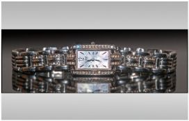 Ladies Citizen Eco-Drive Wristwatch. Stainless Steel Case And Bracelet, Set With Round Paste Stones.