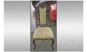 Late Victorian Rose Wood Salon Chair, Barley twist support and carved scroll back rest, with