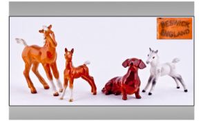 Beswick Collection Of Animal Figures, 4 In Total. 1, Foal, grey colour way, model number 997, height