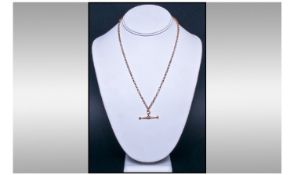 9ct Gold Belcher Necklace With Attached T-Bar marked 9ct. 19" in length. 8.7grams.