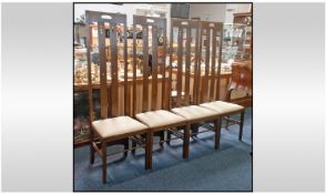 Set Of Four Oak Dining Chairs, Produced Under Licence By Freud Limited London To A Design By Charles