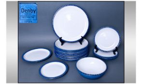 Denby Part Dinner Service. Comprising 8 dinner plates, 5 saucers and one bowl.