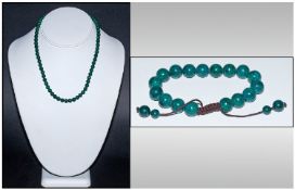 Carved Jade / Hardstone Necklace and Bracelet