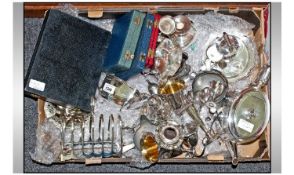 Box Of Miscellaneous. Comprising mostly silver plated ware to include serving trays, boxed coffee