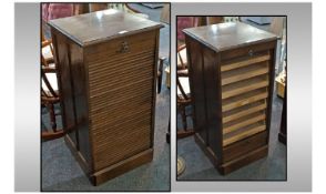 Early 20th Century Mahogany Shop/Office Storage Unit. With rolled front opening to reveal 8