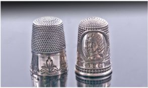 An Unusual American Silver Thimble, commemorating the founding of the state of Georgia and featuring