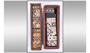 Early 20th Century Set Of Dominoes, double 9's, Set With Bone Fronts And Ebony Backs. 55 pieces.