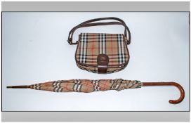 Burberry Umbrella And Matching Ladies Handbag. Complete with original purchase receipt for £195