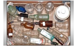 Apothecary Interest. Collection of glass poison/medicine bottles and jars. Some named to include "