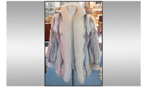 Stranded Female Pearl Mink Edge to Edge Jacket, white fox mandarin collar continuing to form front