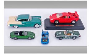 Collection Of Five Assorted Model Cars. Comprising; 1, Lamborghini Countach 5000 (1988) raised on a