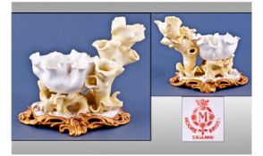 Moore Brothers Naturalistic Posy Holder Centre Piece. Circa 1880. Lemon and white colour way with