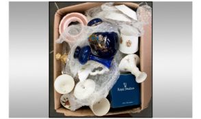 Box of Assorted Ceramic Items including Moorcroft small vase A/F, Royal Doulton boxed mug, Royal
