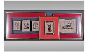 Egyptian Interest Framed Pictures. (3) all mounted and framed behind glass. Various sizes.