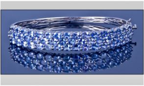 Tanzanite Three Row Bangle, three rows of oval tanzanite stones, mined only in the foothills of