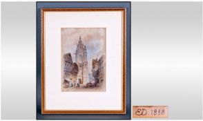 Edwin T. Dolby (exh 1850 -). Watercolour, inscribed on face ``At Coutances) initialled ED and dated