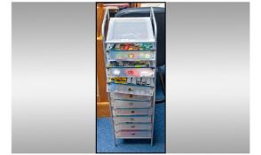 Quantity Of Diecast Models. A Metal Framed Shelf Unit Containing 10 Trays Containing a Large